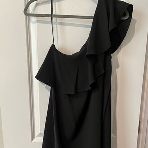 Little Black ruffled dress. One shoulder.